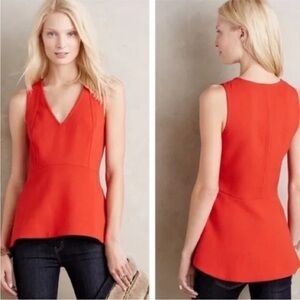 Anthropologie Brand Peplum V Neck Top